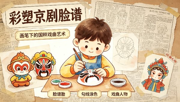 彩塑京剧脸谱
